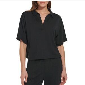 DKNY Sport Black Yoga Terry Pullover - Large